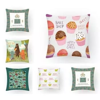 Подушка для дивана в стиле скандинавского искусства, простая офисная наволочка с изображением животных из мультфильмов, современный домашний декор 40x40cm