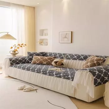 Подушка для дивана в виде кролика в кремовом стиле, осенне-зимнее полотенце, нескользящая подушка, зимний чехол для дивана, подушка для сиденья высокого уровня 70x70