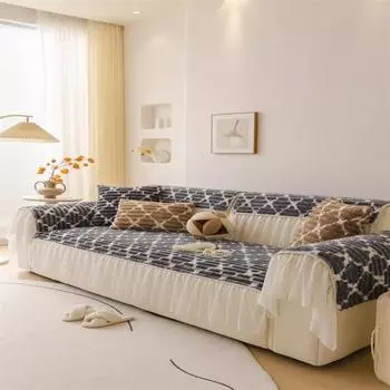 Подушка для дивана в виде кролика в кремовом стиле, осенне-зимнее полотенце, нескользящая подушка, зимний чехол для дивана, подушка для сиденья высокого уровня 70x70