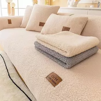 Подушка для дивана Winter Lamb Plush, утолщенная подушка для сиденья, полотенце для дивана, нескользящий коврик, современный чехол для углового дивана L, декор для гостиной и дома 30x50cm pillowcase розовый