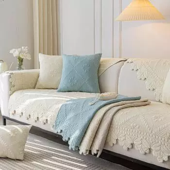 Подушка для дивана во французском стиле в стиле ретро, универсальная хлопковая хлопковая простая ткань на четыре сезона, современная нескользящая ткань для чехлов на сиденья 70*70cm