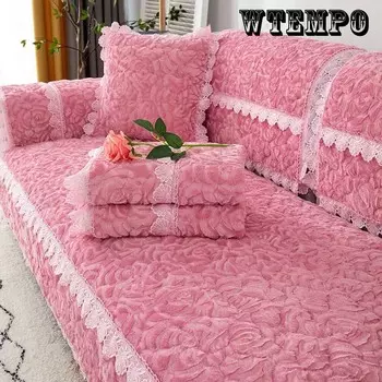 Подушка для дивана, всесезонный круглый универсальный чехол для дивана, нескользящий пылезащитный чехол в скандинавском стиле, чехол для дивана «все включено» 45*45cm синий