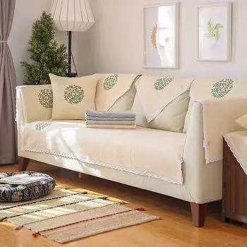 Подушка для дивана, всесезонный универсальный чехол для дивана из хлопка и льна, простая современная ткань для гостиной, летняя подушка для сиденья, нескользящее полное покрытие 70*70CM