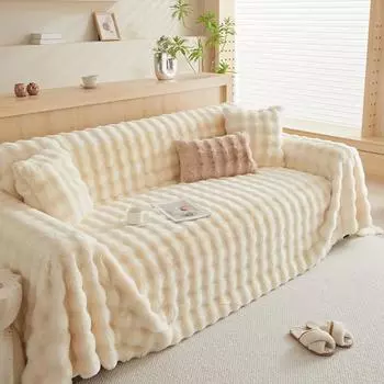 Подушка для дивана, зимние утолщенные нескользящие подушки для сиденья, кожаный чехол для дивана, ткань для полотенец для дивана 90*90cm кремовый