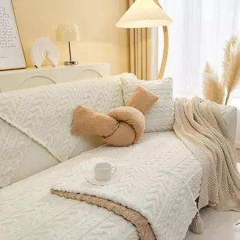 Подушка для дивана, зимний плюшевый нескользящий коврик в кошачьем стиле, удобный бархатный однотонный простой современный чехол для дивана 70*70cm