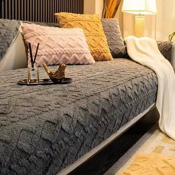 Подушка для дивана Зимний плюшевый нескользящий утолщенный жаккардовый чехол для дивана Все включено Универсальный пододеяльник Полотенце Ткань Подушка для дома 70x70 A