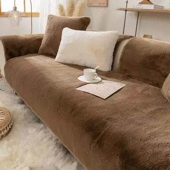 Подушка для дивана, зимняя антикроличья шерсть, плюшевый меховой чехол для дивана, чехол для полотенца, нескользящий, утолщенный 70*70cm