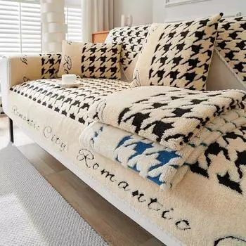 Подушка для дивана, зимняя нескользящая плюшевая утолщенная скандинавская подушка для дивана, чехол для подушки, полотенце 70*70cm темно-коричневого