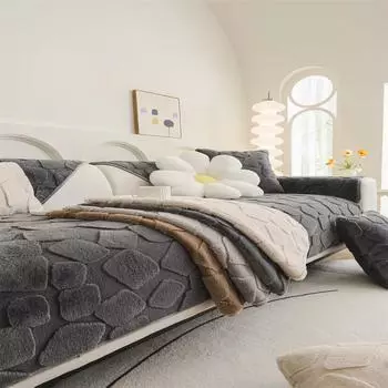 Подушка для дивана Зимняя нескользящая подушка для дивана Плюшевая подушка для сиденья Чехол для сиденья Light Luxury Осенне-зимняя подушка для сиденья 70x70