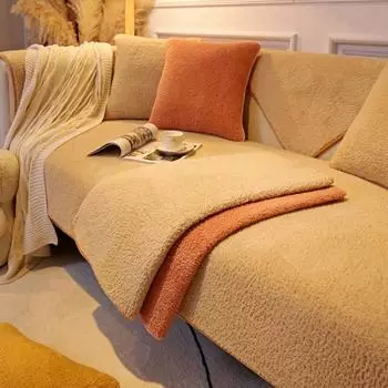 Подушка для дивана, зимняя плюшевая Нескользящая толстая подушка для дивана, фланелевый чехол для дивана, универсальный однотонный теплый чехол для дивана, полотенце, чехол для сиденья 70x70
