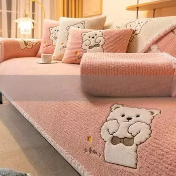 Подушка для дивана, зимняя плюшевая утолщенная нескользящая подушка для сиденья, чехол для дивана, мультяшный чехол, полотенце 70*70