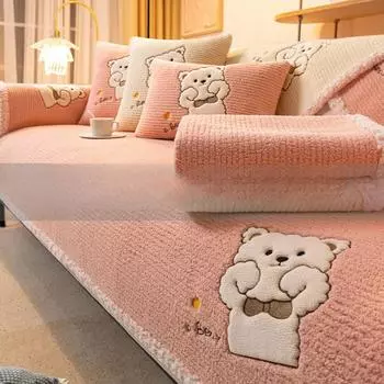 Подушка для дивана, зимняя плюшевая утолщенная нескользящая подушка для сиденья, чехол для дивана, мультяшный чехол, полотенце 70*70