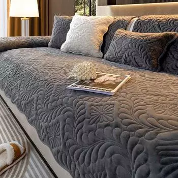 Подушка для дивана Зимняя плюшевая утолщенная нескользящая подушка Кожаный чехол для дивана Чехол Простой чехол Ткань Полотенце Pillow case чёрный