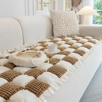Подушка для дивана, зимняя противоскользящая подушка для сиденья, новый утолщенный чехол для дивана, плюшевый чехол, тканевое полотенце, зима 45*45cm