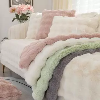 Подушка для дивана, зимняя утолщенная флисовая подушка, нескользящий кожаный чехол для дивана, чехол из искусственного меха, полотенце 70*70