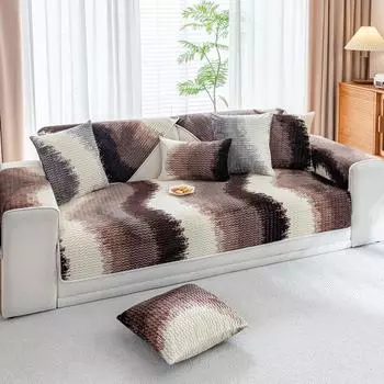 Подушка для дивана Зимняя утолщенная теплая зимняя фланелевая печать Чехол для дивана Чехол Простая современная нескользящая подушка 30*50 коричневый