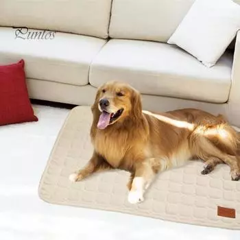 Подушка для домашних животных, мягкая стеганая нескользящая нижняя часть, прямоугольная летняя большая, средняя, маленькая собака, щенок, кошка, котенок, спальный коврик, ковер, товары для домашних животных M жёлтый