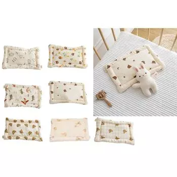 Подушка для головы младенца, мягкая дышащая подушка для шеи в коляску с милым узором, плоская подушка для путешествий для малышей и младенцев 1