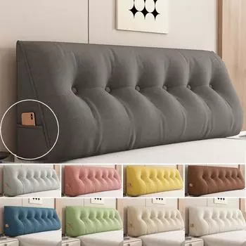 Подушка для изголовья, треугольная подушка для чтения, большая подушка для спинки для дома, мягкая подушка для спинки, простая красивая подушка для изголовья кровати 60x50x20cm кофейный