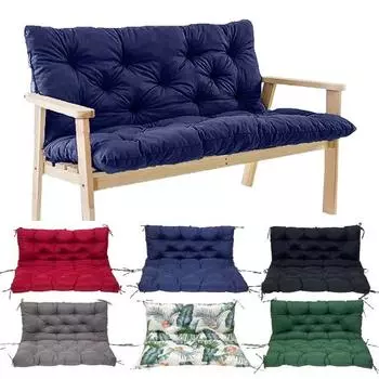 Подушка для качелей со спинкой, подушка для сиденья 2/3-местной садовой скамейки с завязками, водонепроницаемая подушка для сиденья уличной скамейки для мебели с навесом на патио