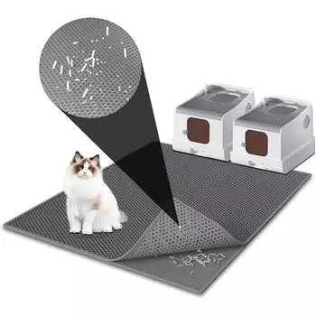 Подушка для кошачьего туалета Водонепроницаемая подушка для защиты от мочеиспускания из двойного этиленвинилацетата, подушка для фильтра для мусора Износостойкая, устойчивая к царапинам подушка для контроля кошачьего туалета 56*43cm1pcs чёрный