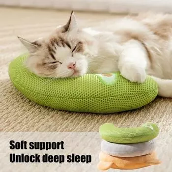 Подушка для кошек, живущих в помещении, мягкая, пушистая, успокаивающая подушка для кошек, полупончик, подушка для сна в форме буквы U, кровать для защиты шеи кошки M Rabbit
