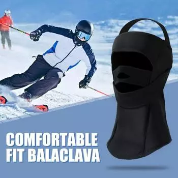 Подушка для лица Балаклава Зимняя ветрозащитная лыжная шапка-капюшон Термоутеплитель для шеи для холодной погоды Велоспорт Лыжи Пеший туризм чёрный