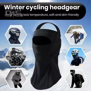 Подушка для лица Балаклава Зимняя ветрозащитная лыжная шапка-капюшон Термоутеплитель для шеи для холодной погоды Велоспорт Лыжи Пеший туризм чёрный