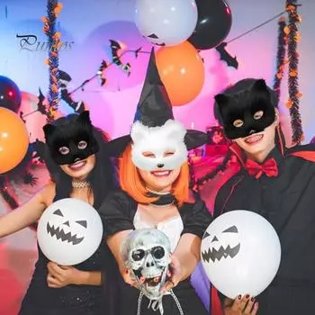 Подушка для лица лисы, искусственная подушка для лица лисы с перчатками-хвостами, маскарадный костюм для Хэллоуина, аксессуар для девочек белый