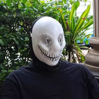 Подушка для лица на Хэллоуин, ужас, тонкая улыбка, чехол для головы, страшный коврик для лица демона, аксессуар для костюма на Хэллоуин для мужчин и женщин черный белый