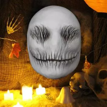 Подушка для лица на Хэллоуин, ужас, тонкая улыбка, чехол для головы, страшный коврик для лица демона, аксессуар для костюма на Хэллоуин для мужчин и женщин черный белый