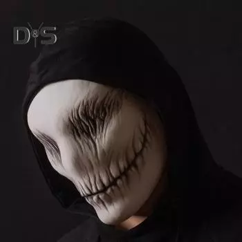 Подушка для лица на Хэллоуин, ужас, тонкая улыбка, чехол для головы, страшный коврик для лица демона, аксессуар для костюма на Хэллоуин для мужчин и женщин черный белый