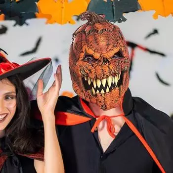 Подушка для лица в виде тыквы на Хэллоуин, реалистичный латексный жуткий головной убор для навязчивого веселья