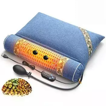 Подушка для массажа и компресса с подогревом и полынью для сна и поддержки шеи 52X38X11