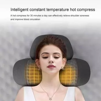 Подушка для массажа шеи с подогревом 3 в 1 Подушка для снятия боли Ортопедическая подушка с эффектом памяти Подушка для шеи для улучшения сна Удобный массажер для шеи серый