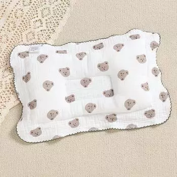 Подушка для младенца из марли, подушка для коррекции формы тела младенца, для новорожденных 0-3 месяцев, подголовник с защитой от искривления головы, дышащий brown bear head