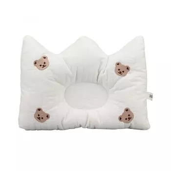 Подушка для младенцев с изображением мультяшной короны, удобная для кожи, вогнутая форма, поддержка шеи, детская подушка для сна с изображением медведя