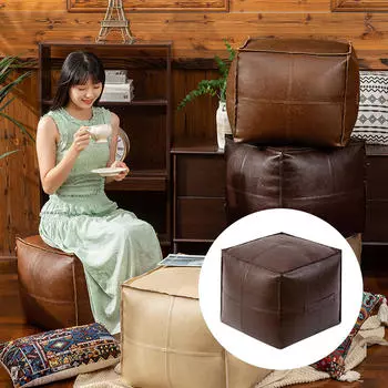 Подушка для ног, чехол для дивана, подушка из искусственной кожи для книжного магазина, офисного магазина, свадебного украшения дома бежевый