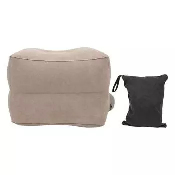 Подушка для ног надувная двухслойная с одним воздушным клапаном ПВХ флокированная портативная снижающая усталость подушка для ног в самолете для офиса дома поезда путешествия серая Grey