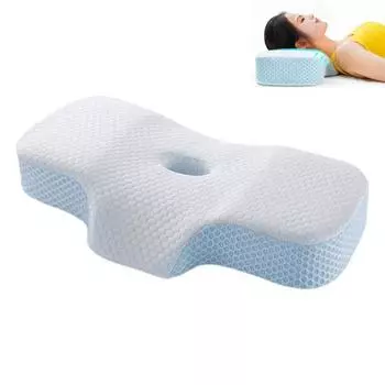 Подушка для облегчения боли в шее и шее с застежкой-молнией Эргономичный дизайн Регулируемая супер дышащая подушка для шеи из пены с эффектом памяти синий