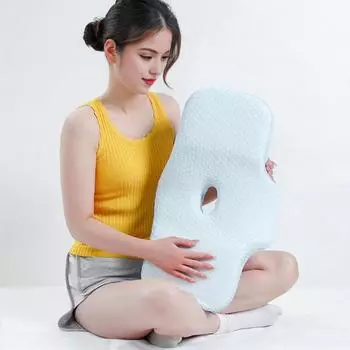 Подушка для облегчения боли в шее и шее с застежкой-молнией Эргономичный дизайн Регулируемая супер дышащая подушка для шеи из пены с эффектом памяти синий