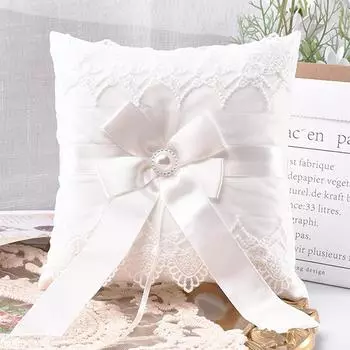 Подушка для обручального кольца, кружевная подушка с жемчугом, дизайн цвета слоновой кости, подушки для кольца на свадьбу для свадебной вечеринки