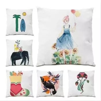 Подушка для офисного дивана с абстрактным рисунком в виде слона из мультфильма, декоративная наволочка для роскошного домашнего декора 40x40cm