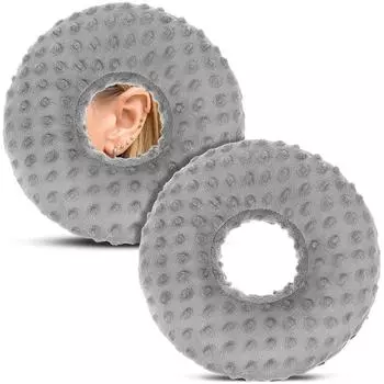 Подушка для пирсинга ушей с хлопковым наполнителем, эргономичная дышащая подушка с отверстием для уха, удобная портативная подушка для сережек серый