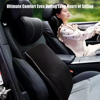 Подушка для поддержки поясницы с быстросъемной пряжкой Эргономичный дизайн Дышащая ткань из пены с эффектом памяти Подушка для поясницы Облегчение боли в спине Подушка для поддержки чёрный