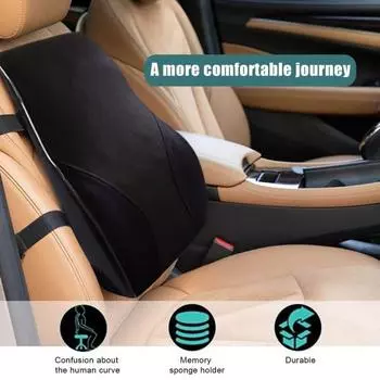 Подушка для поддержки поясницы с быстросъемной пряжкой Эргономичный дизайн Дышащая ткань из пены с эффектом памяти Подушка для поясницы Облегчение боли в спине Подушка для поддержки чёрный