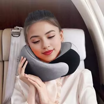 Подушка для поддержки шеи, подушка для путешествий из пены с эффектом памяти, эргономичный дизайн, приятный для кожи, складная подушка для путешествий в самолете темно-серого