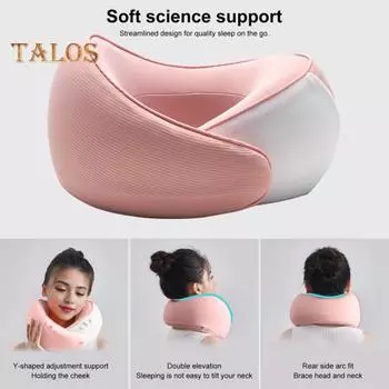 Подушка для поддержки шеи, подушка для путешествий из пены с эффектом памяти, эргономичный дизайн, приятный для кожи, складная подушка для путешествий в самолете темно-серого