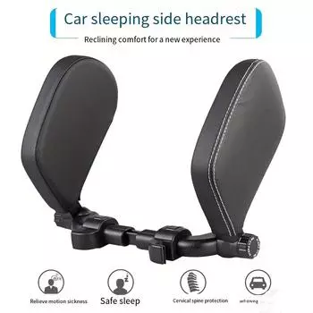 Подушка для подголовника автомобиля из пены с эффектом памяти - удобная поддержка шеи для сна на боку, удобная подушка для путешествий, высококачественная искусственная кожа, необходимый автомобильный аксессуар чёрный
