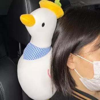 Подушка для подголовника автомобиля, мультяшный мягкий регулируемый материал, плюшевое автомобильное сиденье с милой утиной талией B